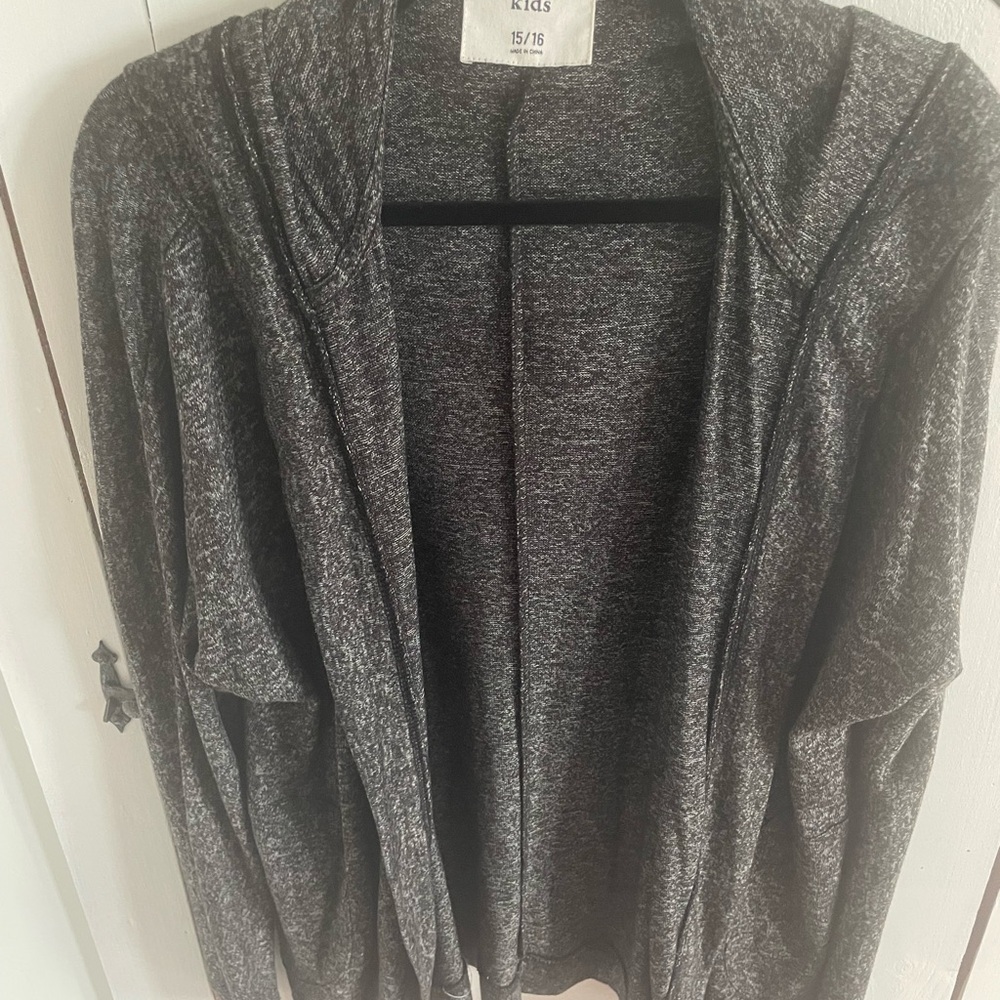 Abercrombie Gray and Black Hooded Cardigan